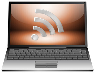 Laptop with wireless WiFi Wlan symbol