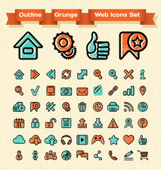 Outline Grunge Web Icons Set