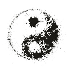 Grunge Yin Yan symbol made of black ink splashes,vector - 54169981