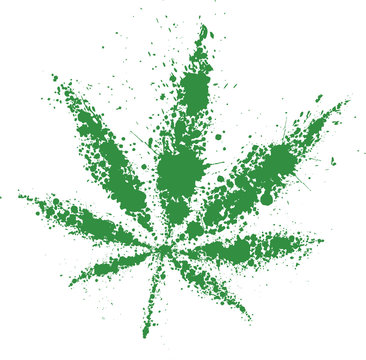 Grunge cannabis green leaf, vector illustration