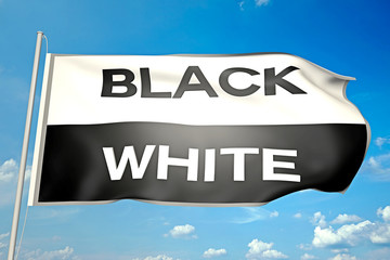 Fahne mit Aufschrift_Black & White - 3D