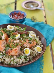 quinoa ,salmon and qwail eggs