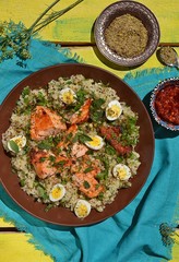quinoa ,salmon and qwail eggs