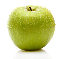 Ripe green apple isolated on white