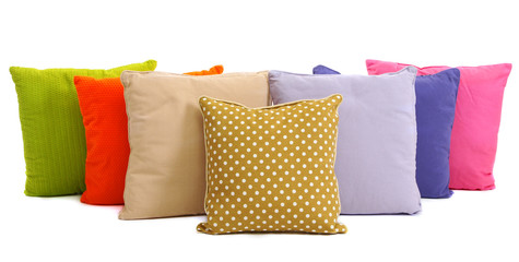 Colorful pillows isolated on white