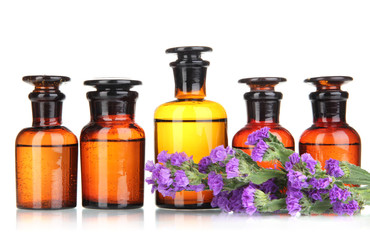 Medicine bottles isolated on white