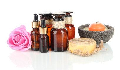 Spa composition with aroma oils isolated on white