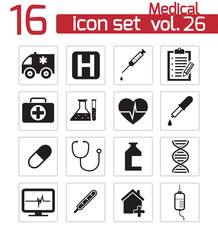 Vector black medical icon set