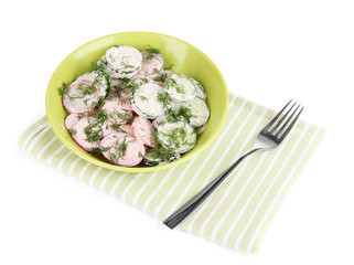 Vitamin vegetable salad in plate isolated on white