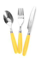 Fork spoon and knife isolated on white