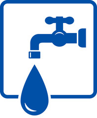 plumbing icon with tap and water drop