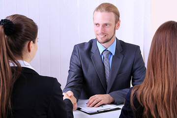 Job applicants having interview