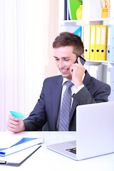 Businessman working in office