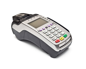 payment terminal on white background isolated