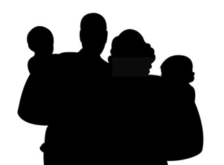 happy family portrait silhouette vector
