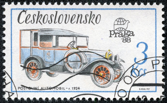 stamp printed in Czechoslovakia, shows Zip car