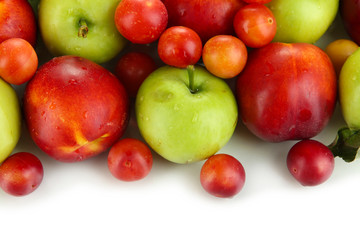 Assortment of juicy fruits, isolated on white