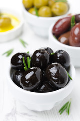 black olives in a bowl close-up