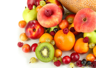 Assortment of juicy fruits, isolated on white