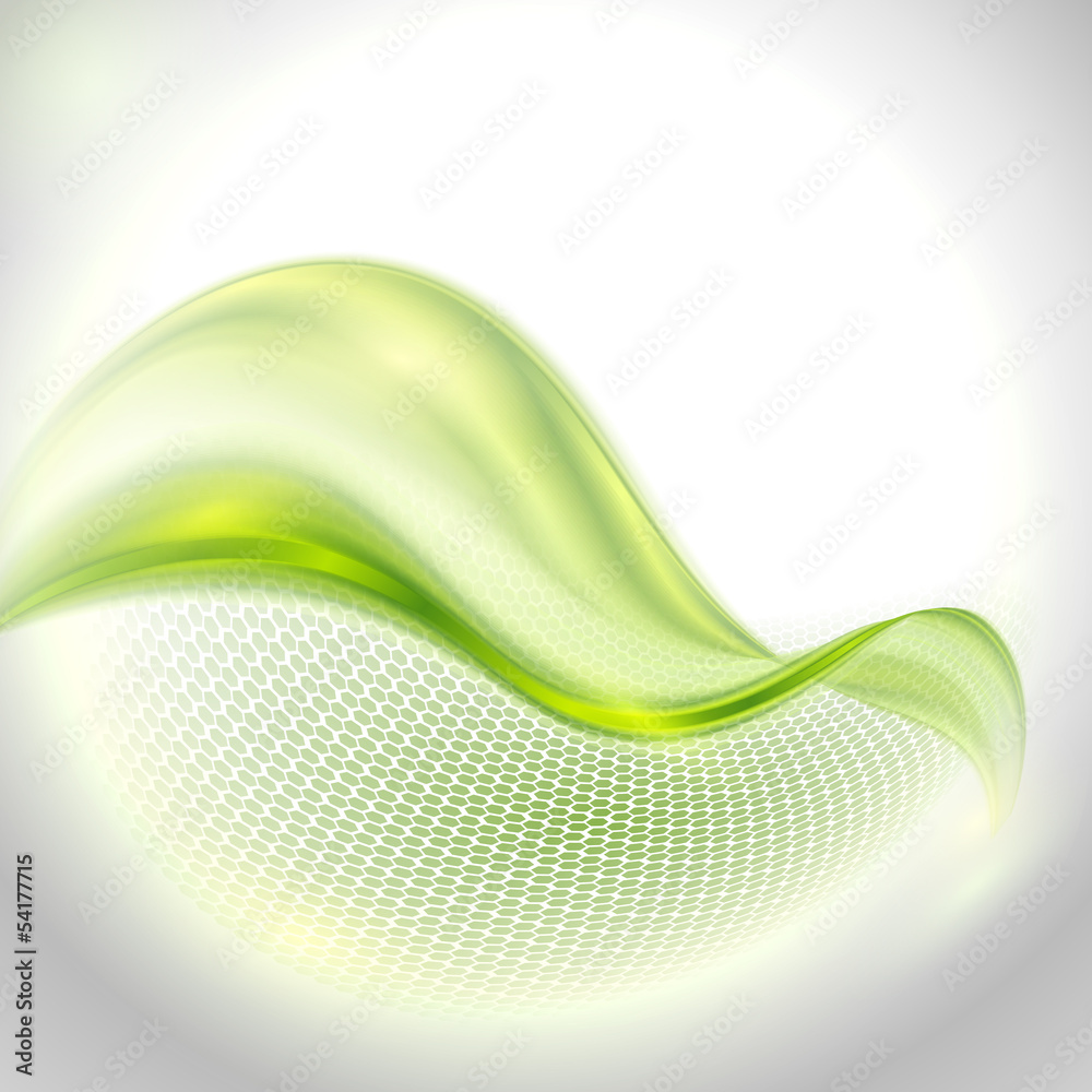 Aufkleber abstract gray waving background with green element