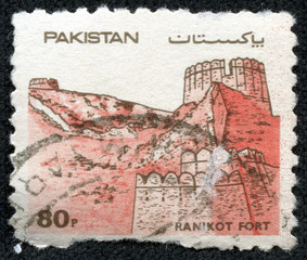 stamp printed in Pakistan shows Ranikot Fort