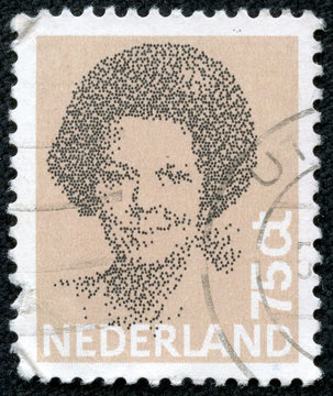 Stamp Printed In The Netherlands Shows Image Of Queen Beatrix