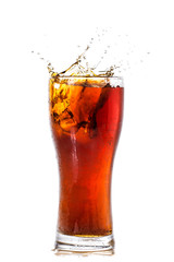 Cola glass with ice cubes