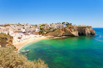 Verduisterende rolgordijnen zonder boren Marinha Beach, Algarve, Portugal Carvoeiro in de Algarve, Portugal