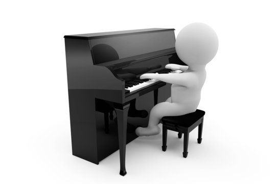 3D person playing piano