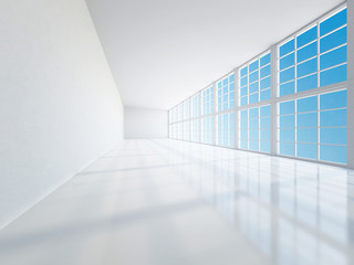 The empty long corridor