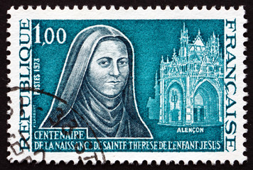 Postage stamp France 1973 St. Teresa of Lisieux, Carmelite Nun