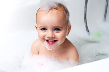 Baby taking a bath