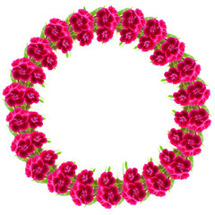 Circle frame of pink flowers