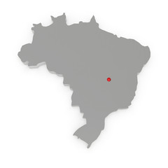 Three-dimensional map of Brazil.