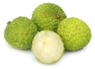 Green Lychee over white background
