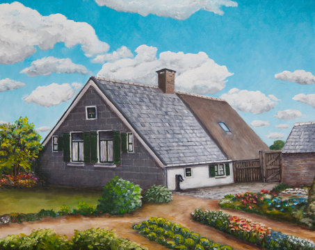 Painting of an old dutch farm