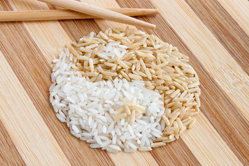 rice shaped as Yin Yang Symbol