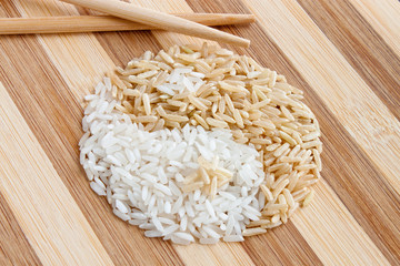 rice shaped as Yin Yang Symbol