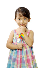 Cute Little Girl Eating Lollipop