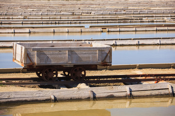 View of Salt evaporation ponds in Secovlje