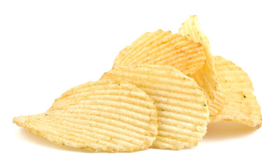 Potato chips isolated on white background