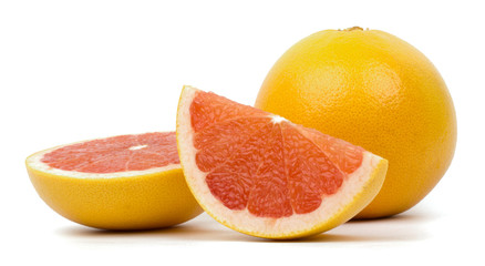 Cut grapefruit isolated on white background