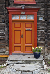 Red Orange Colorful Door in Old House