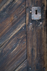 Old Keyhole in Wooden Door