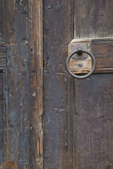 Door Handle Ring on Old Wooden Dor