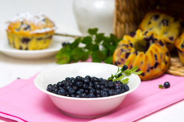 Wild bilberries and maize (corn) muffins
