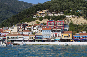 Fototapeta na wymiar Parga town and port near Syvota in Greece