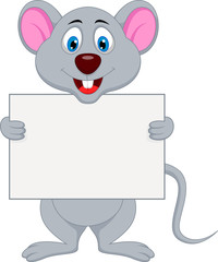 funny mouse cartoon with blank sign