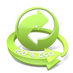 Illustration of a renewable recycling sign  a 100 percent eco
