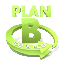 3d graphic of a environmental plan b symbol  a 100 percent eco